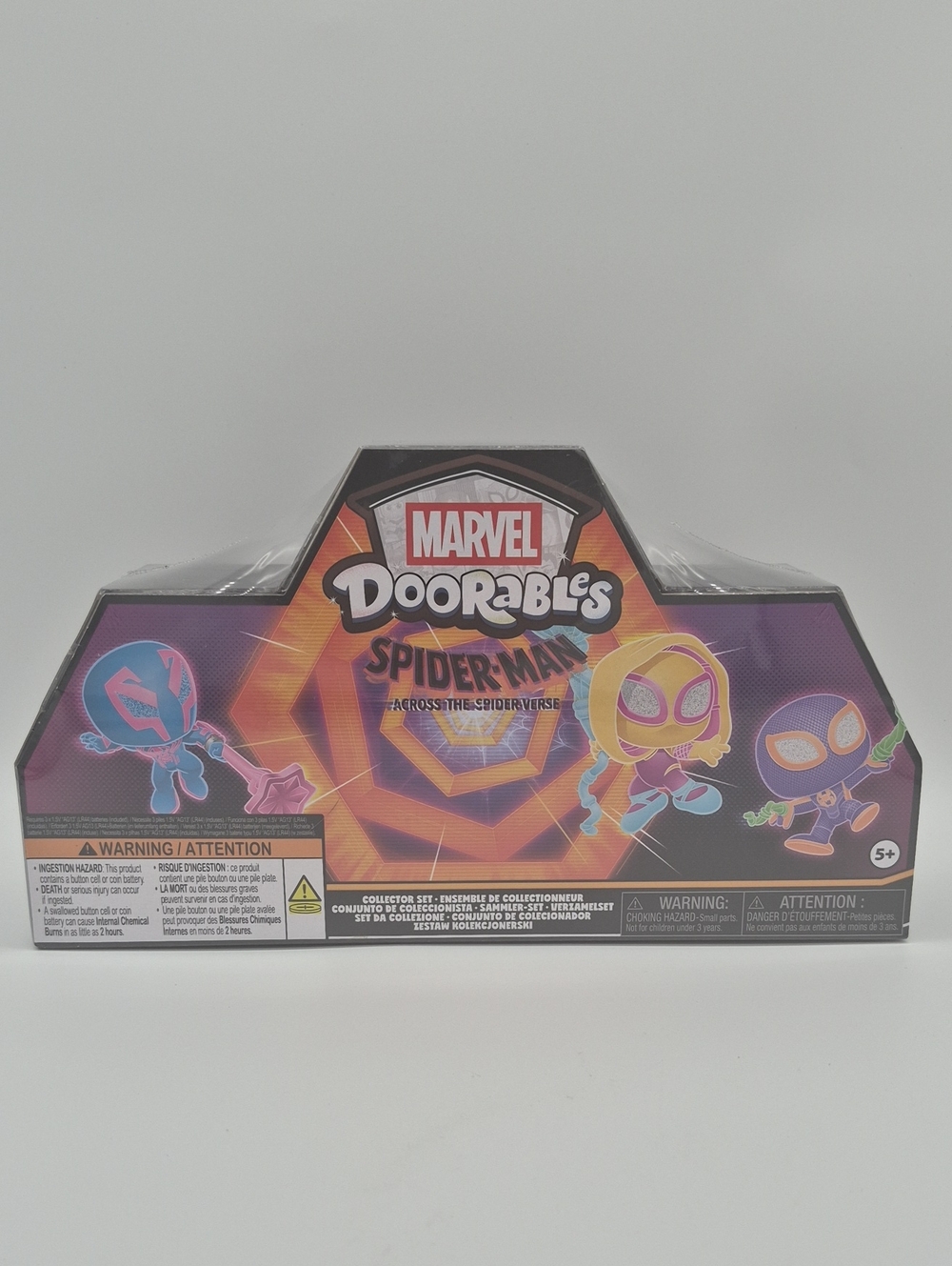 Marvel Doorables Spider-Man Across the Spider-Verse 3 Figure Neon Glow Set